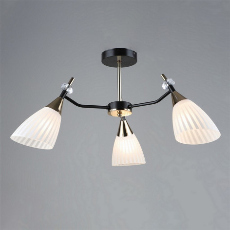 Люстра 3 плафона 72*34 см Е27 60Вт 12м2 плафон стекло черный Baizheng