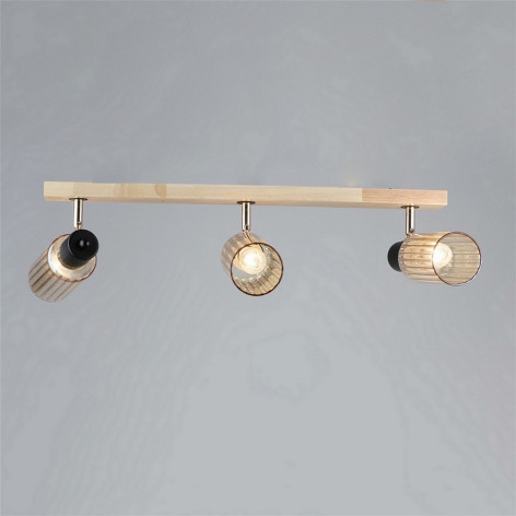 Светильник спот 3 плафона 70*7*18 см Е27 60Вт 12м2 плафон стекло дерево Baizheng