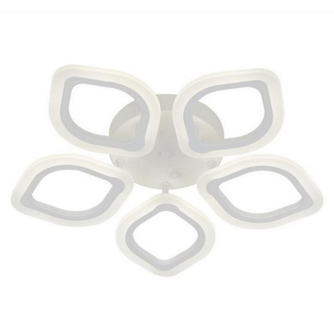 Люстра светодиодная 5 плафонов 53*8 см 70 Вт 5040LM 20м2 3 цвета пульт белый Baizheng