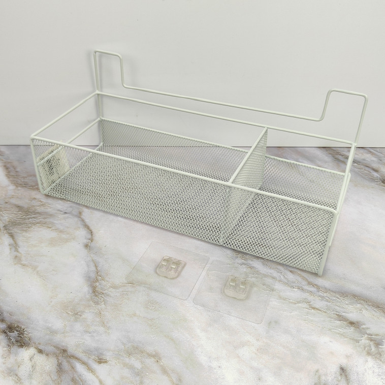 Фото Полка металлическая для ванной 1 ярусная подвесная 36*15*15 см белый CY-0163 Baizheng