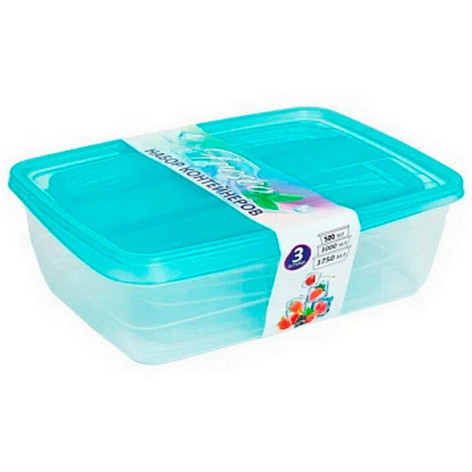 Набор пластиковых контейнеров 3 шт прямоуг бриз 500 мл 1000 мл 1750 мл Fresco Violet