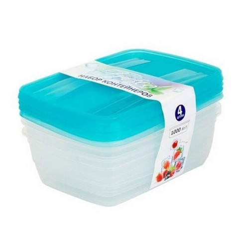 Набор пластиковых контейнеров 4 шт прямоуг бриз 250 мл 500 мл 1000 мл 1750мл Fresco Violet