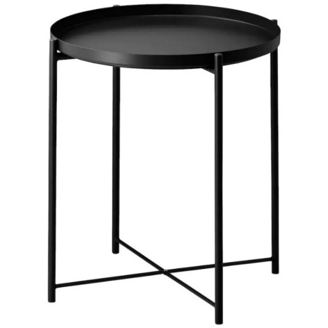Стол-поднос металлический 1 ярус 42х52 см круглый на ножках черный Baizheng