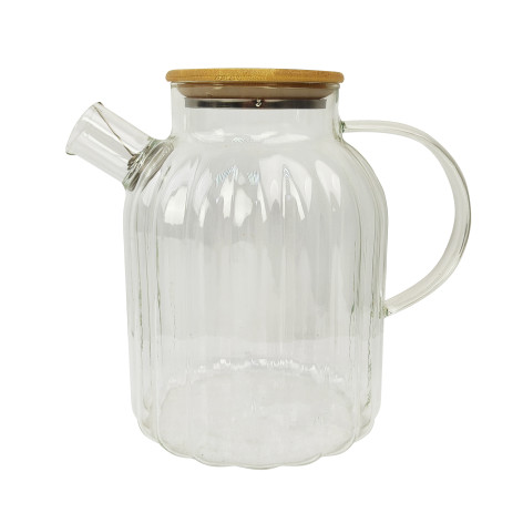 Чайник стеклянный заварочный 1800 мл крышка бамбук фильтр пружинка BZ-CH152 Baizheng