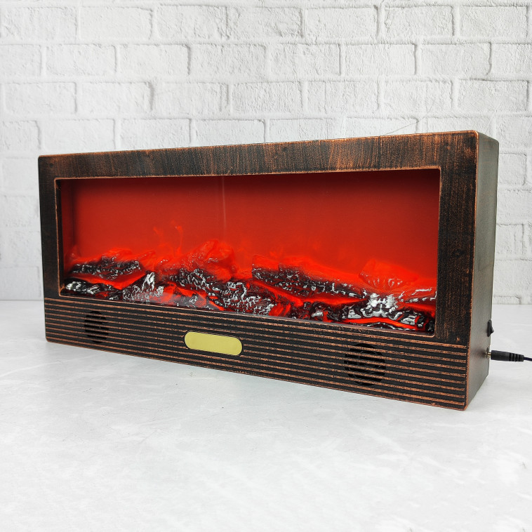 Фото Камин пластик стекло 50*11*23 см Bluetooth коричневый NP-7054 Baizheng