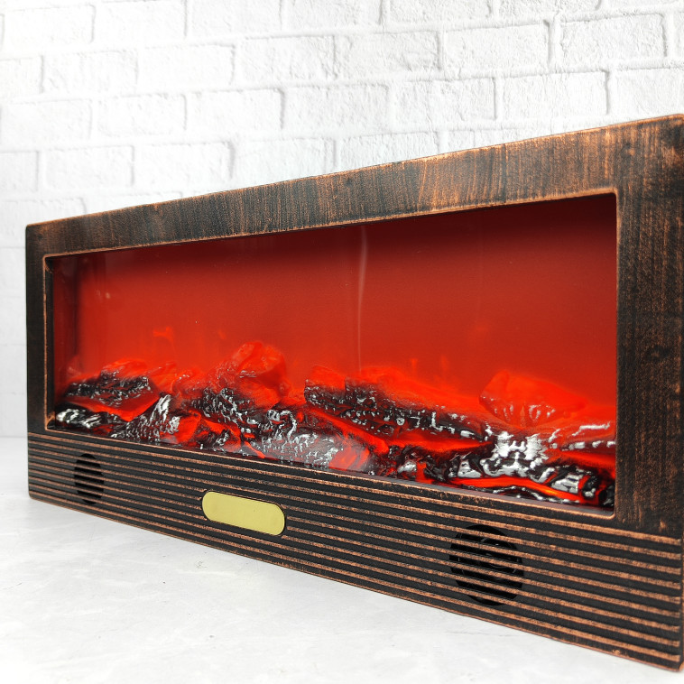 Картинка Камин пластик стекло 50*11*23 см Bluetooth коричневый NP-7054 Baizheng