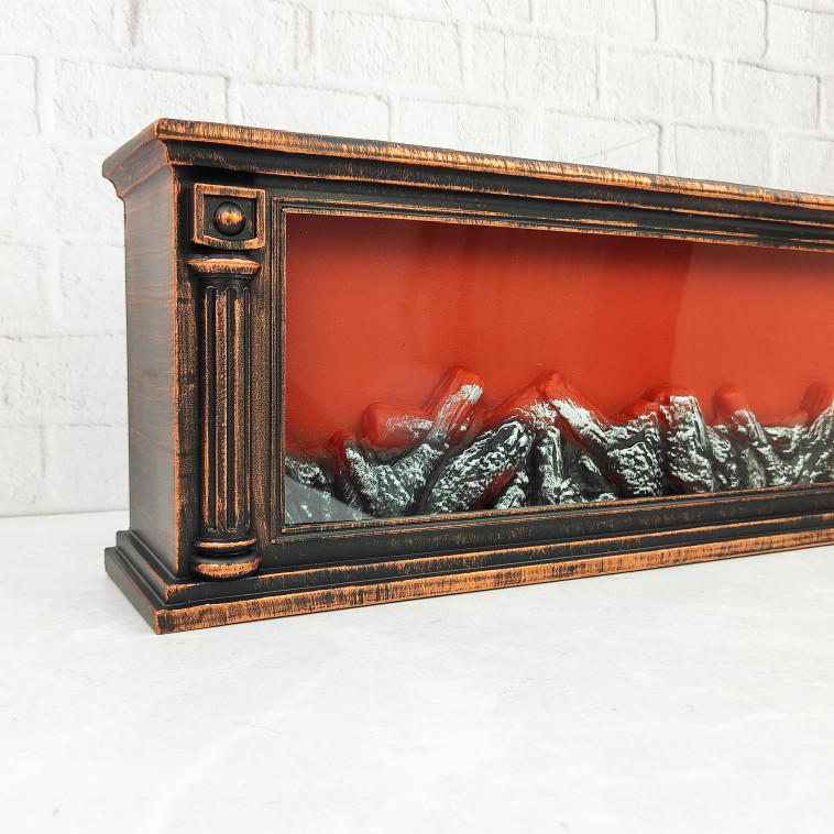 Картинка Камин пластик стекло 62*12*22 см коричневый NP-7050 Baizheng