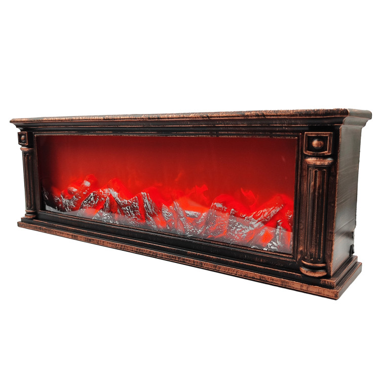 Камин пластик стекло 62*12*22 см коричневый NP-7050 Baizheng