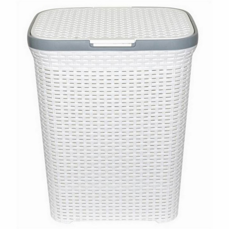 Корзина пластиковая для белья 60 л 346*445*560 мм с крышкой белый Ротанг Violet