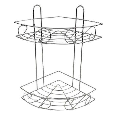 Полка металлическая для ванной 2-х ярусная 20,5*20,5*33 см угловая стальной LJ-2 Baizheng