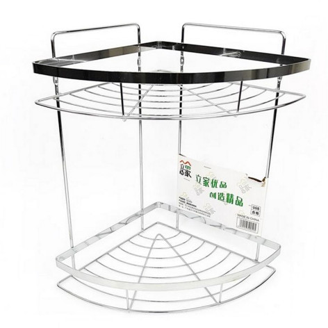 Полка металлическая для ванной 2-х ярусная 24,5*24,5*35 см угловая стальной LJ-2 Baizheng