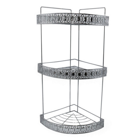 Полка металлическая для ванной 3-х ярусная 22*22*54 см угловая подвесн хромированная Baizheng