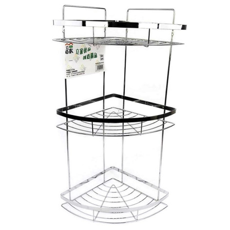 Полка металлическая для ванной 3-х ярусная 24,5*24,5*59 см угловая стальной LJ-2 Baizheng