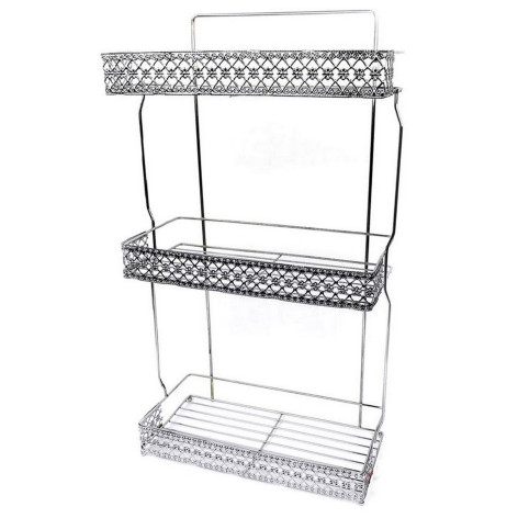 Полка металлическая для ванной 3-х ярусная 28*13*54 см подвесная хромированная Baizheng