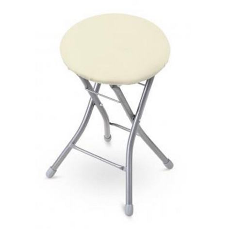 Табурет металлический складной 330*330*480 мм с мягким сиденьем слоновая кость Nika (1/4)