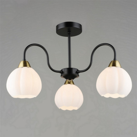 Люстра 3 плафона 57,5*33,5 см Е27 60Вт 12м2 плафон стекло черный Baizheng