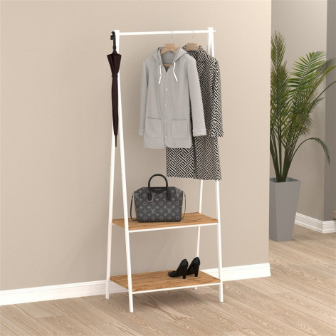 Вешалка металлическая гардеробная 72х41,5х175 см белый полки Алабама 22 ЗМИ