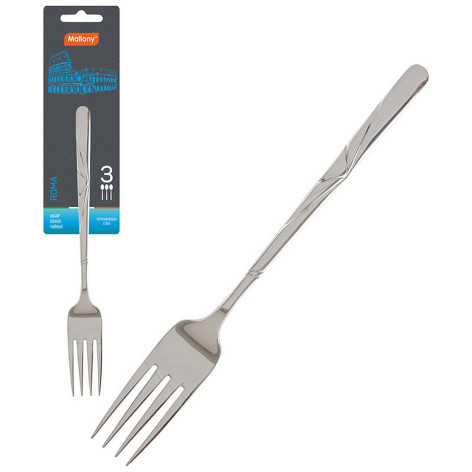 Вилка нержавеющая сталь столовая  2,6 мм 3 шт блистер Roma Mallony