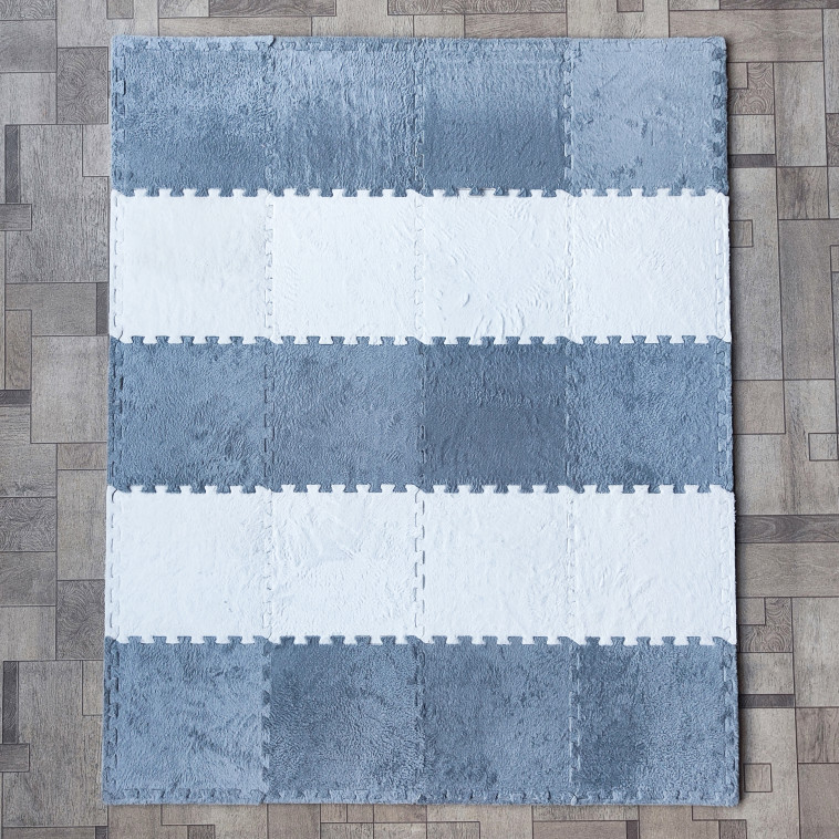 Картинка Коврик-пазл 20 шт 30*30*1 см махровый серый белый BZ-EVA02/06 Baizheng