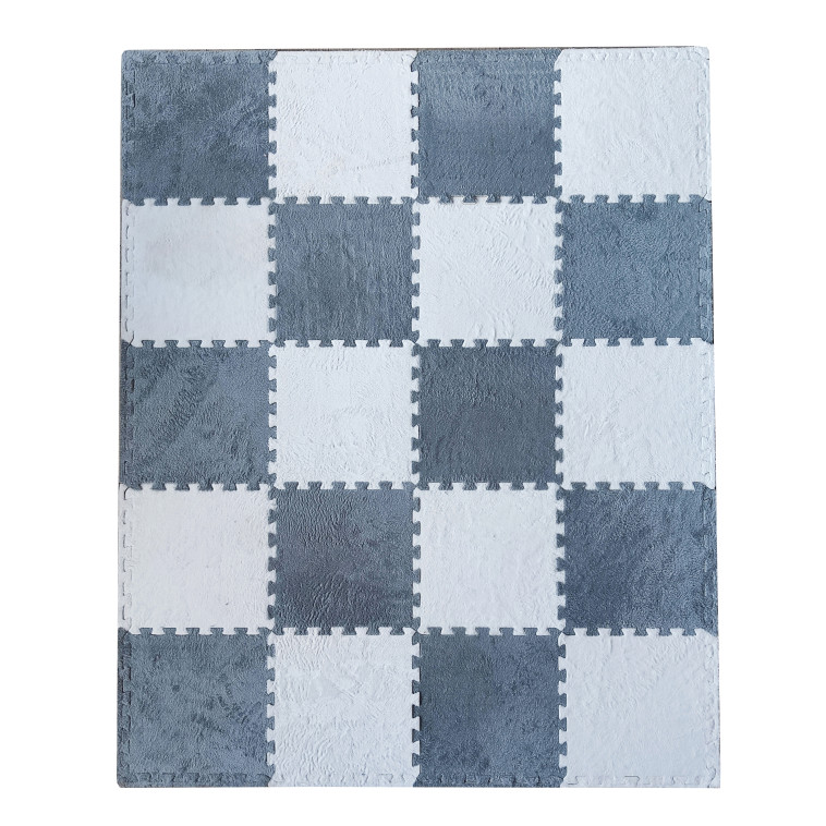 Коврик-пазл 20 шт 30*30*1 см махровый серый белый BZ-EVA02/06 Baizheng