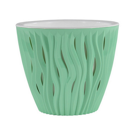 Кашпо пластиковое  1,6 л мята белая вставка Вдохновение Bmc