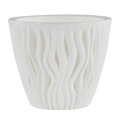 Кашпо пластиковое  2,25 л белый белая вставка Вдохновение Bmc