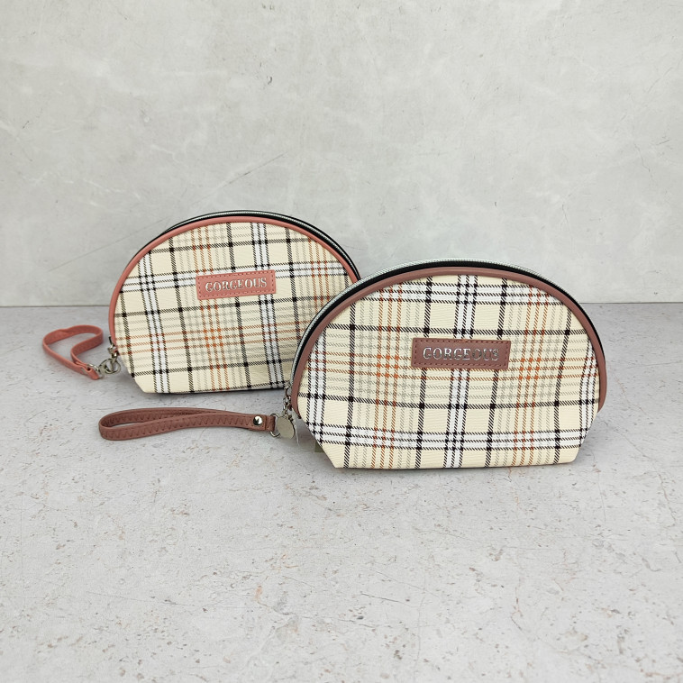 Изображение Косметичка-сумка 17х13х6,5 см с петелькой клетка микс Georgeous Baizheng