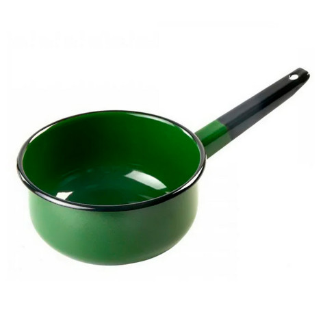 Ковш эмалированный 1,5 л без крышки зеленый рябчик Стальэмаль