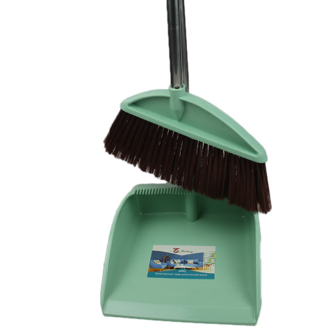 Набор пластиковый для уборки веник + совок 96*39*64 см пластик ручка зеленый Baizheng