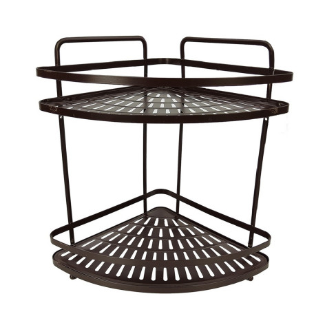 Полка металлическая для ванной 2-х ярусная угловая 33*23*34 см черный Baizheng