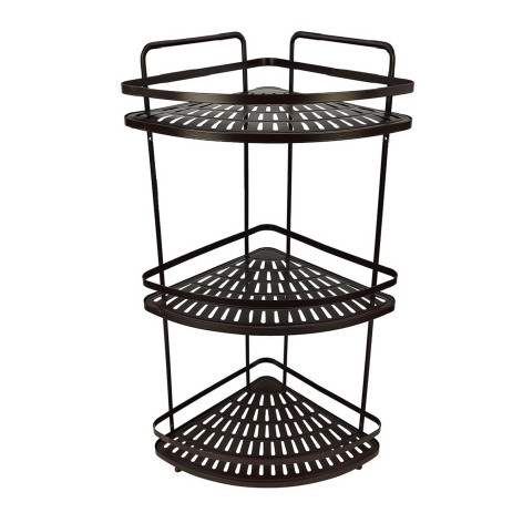 Полка металлическая для ванной 3-х ярусная угловая 33*23*58 см черный Baizheng