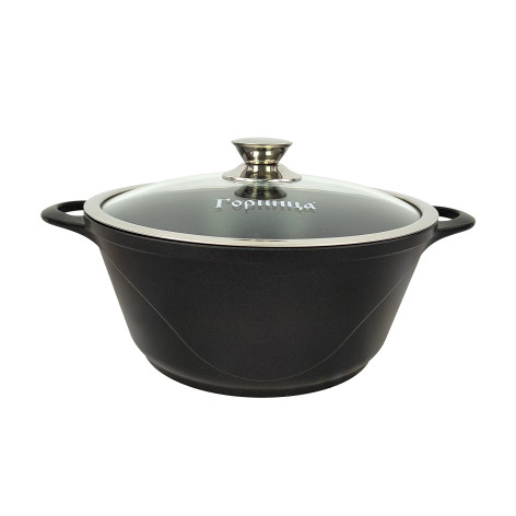 Кастрюля алюминиевая  3 л стекл крышка под упак Универсальная Классик Горница