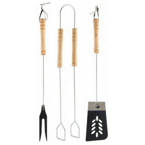Набор нержавеющая сталь 3 предмета 39 см для барбекю деревянная ручка ND-1095D Ecos