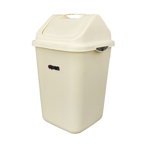 Ведро пластиковое для мусора 10 л 240*225*370 мм с подвижной крышкой молочный Baizheng