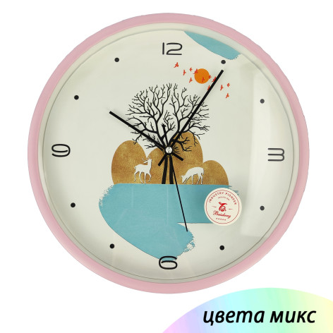 Часы пластиковые настенные  30 см круг в ассортименте Baizheng
