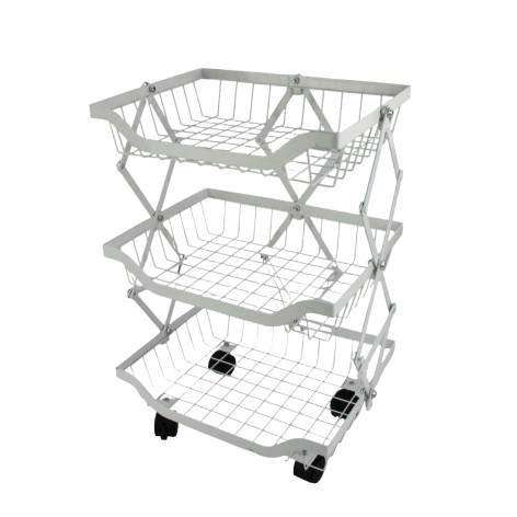 Этажерка металлическая 3-х ярусная 27х35х55 см на колесах микс BZ-130-3 Baizheng