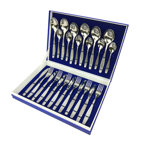 Набор нержавеющая сталь столовый  24 предметов декор короб М13 Уралочка Добросталь