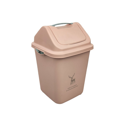 Ведро пластиковое для мусора 10 л 240*225*370 мм с подвижной крышкой пудровый Baizheng