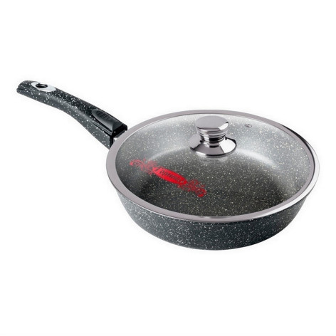 Сковорода алюминиевая 20 см съемная ручка стекл крышка под упак Универсальная Гранит Горница