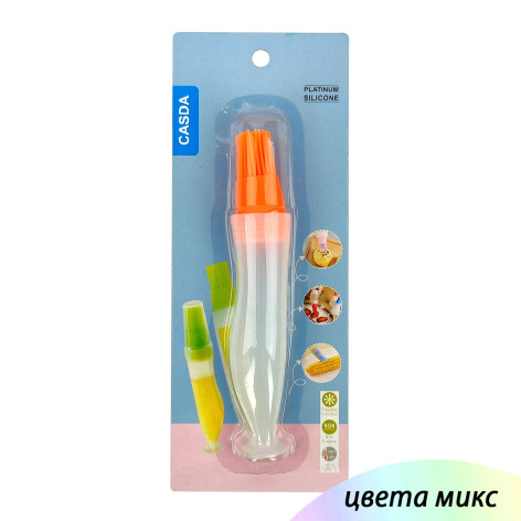 Кисточка силиконовая 26х10 см с с ёмкостью под масло розовый Baizheng Кисточка силиконовая 26х10 см с с ёмкостью под масло розовый Baizheng