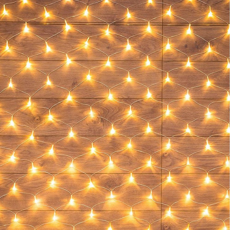Гирлянда светодиодная  1,5х1,5 м 96 led 220 В 8 реж сетка белый теплый Neon-nigh