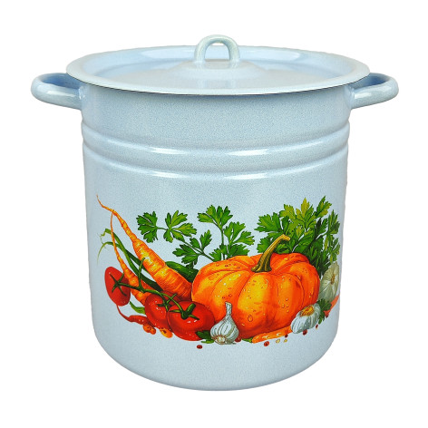 Кастрюля эмалированная 12 л петля цилиндрическая серо-голубой микс Стальэмаль