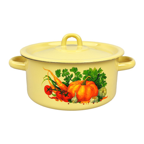 Кастрюля эмалированная 2 л петля палевый Август Стальэмаль