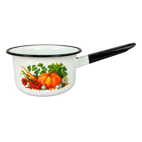 Ковш эмалированный 2 л без крышки красно-черный Рябинушка Стальэмаль