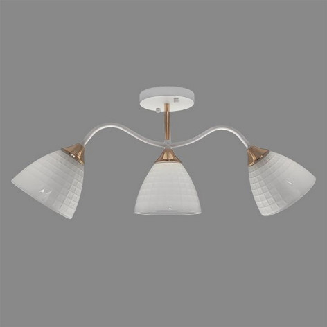 Люстра 3 плафона 64*13,5*23 см Е27 60Вт 12 м2 плафон стекло бело-золотой Baizheng