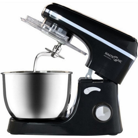Миксер пластиковый 1200 Вт стационарный чаша стальная 5 л  6 скоростей 3 насадки черный Maxtronic Миксер пластиковый 1200 Вт стационарный чаша стальная 5 л  6 скоростей 3 насадки черный Maxtronic