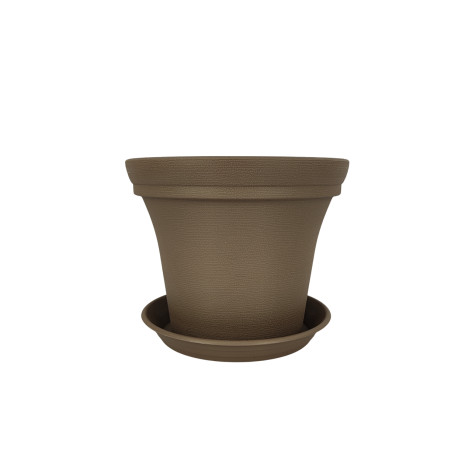 Горшок пластиковый 12,8 л 29,3*28,2*24 см с поддоном коричневый Baizheng