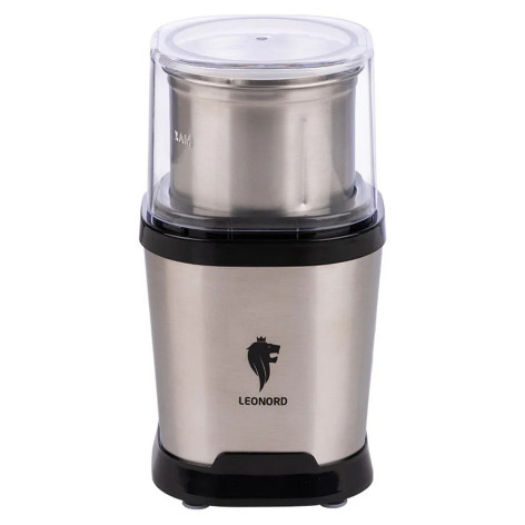 Кофемолка нержавеющая сталь  300 Вт 65 гр чаша сталь 3D форма ножей импульс стальной LE-1725 Leonord Кофемолка нержавеющая сталь  300 Вт 65 гр чаша сталь 3D форма ножей импульс стальной LE-1725 Leonord