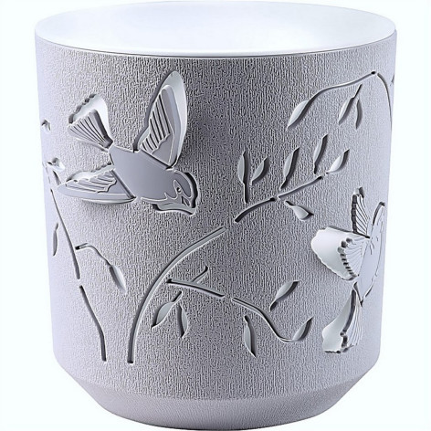 Кашпо пластиковое  2,5 л серый жемчуг вставка белый Колибри Bmc