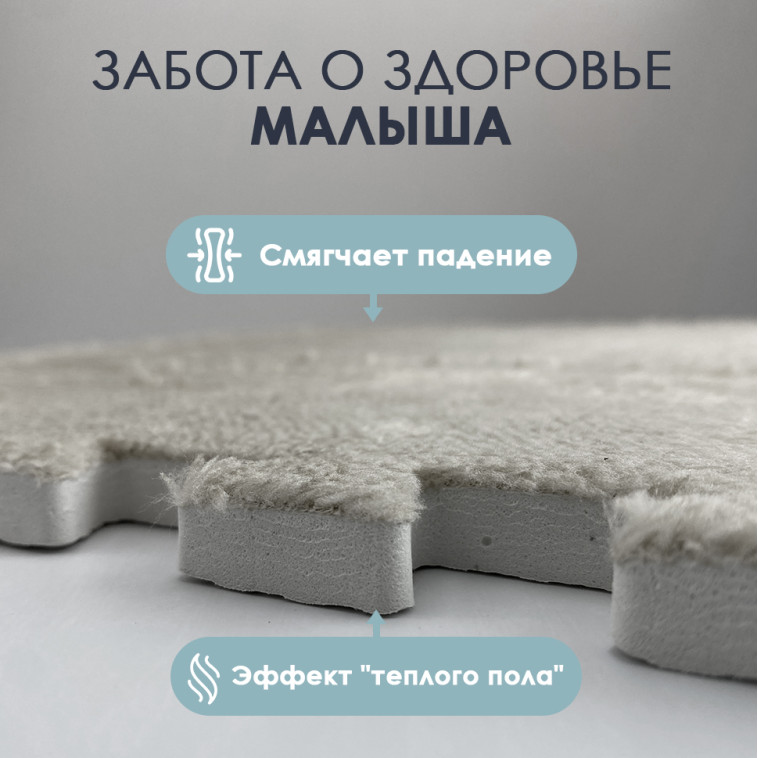 Коврик-пазл 10 шт 30*30*1 см махровый серый BZ-EVA02 Baizheng Cнимок Коврик-пазл 10 шт 30*30*1 см махровый серый BZ-EVA02 Baizheng